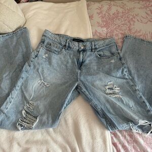 Aeropostale Light Wash Low Rise Baggy Ripped Jeans